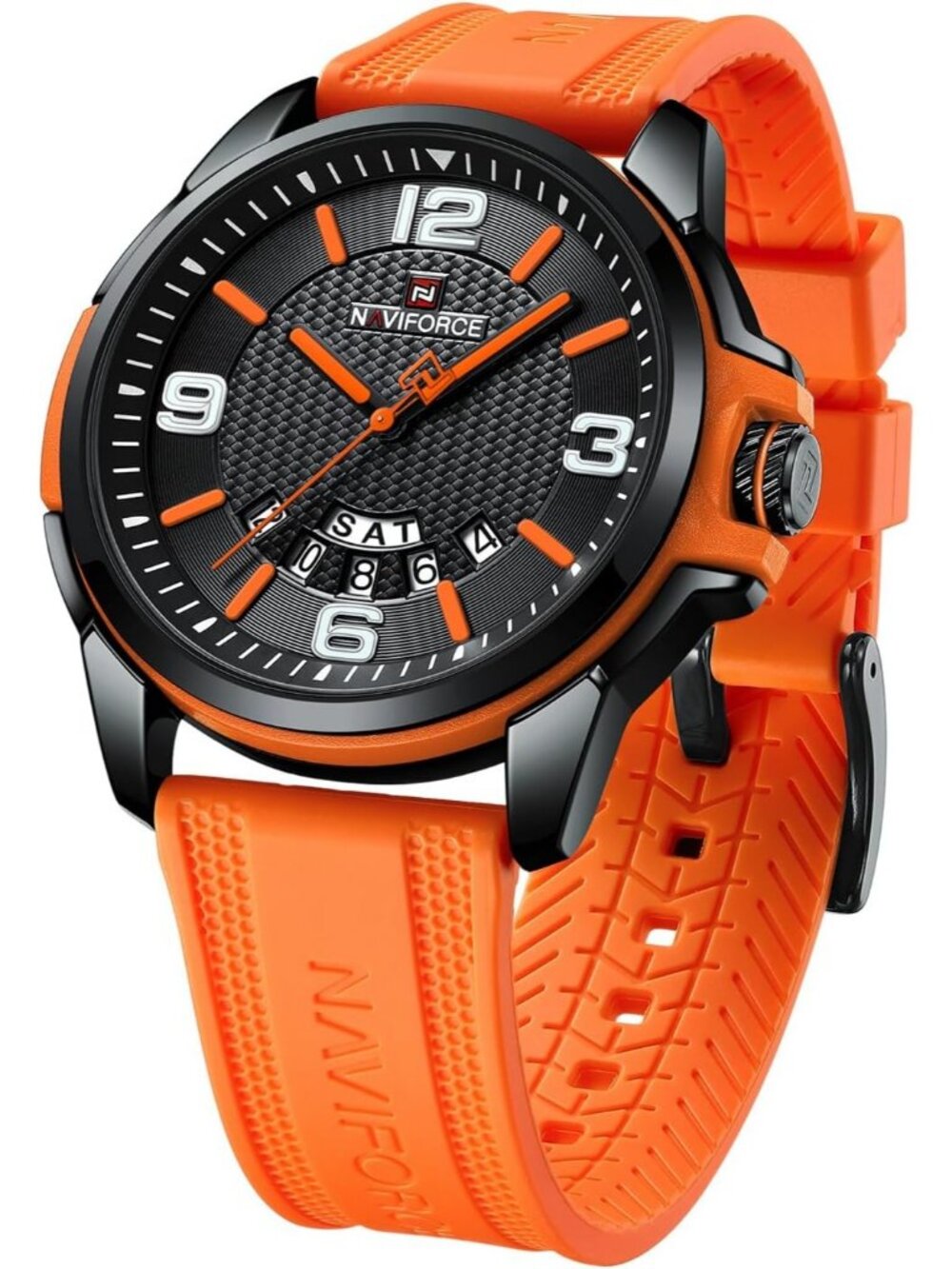 Unisex Orange Analog Quartz Silicone Strap Sport Military Waterproof Wrist Watch